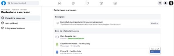 Disconnettersi da Facebook Web