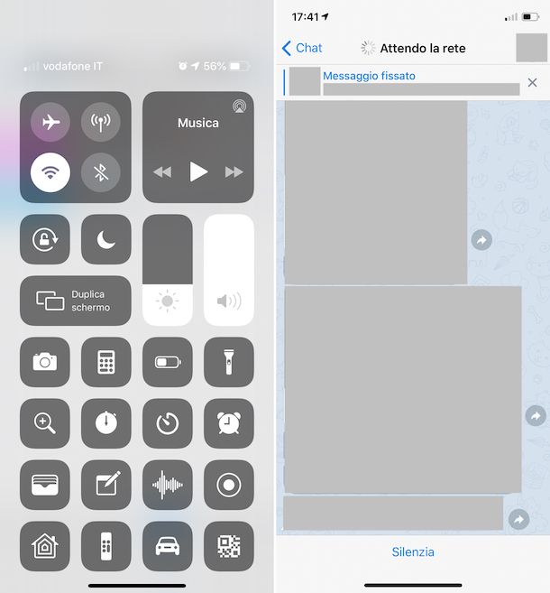 Screenshot di Telegram su iPhone