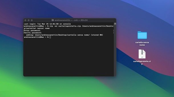 Proteggere una cartella con password su Mac Terminale