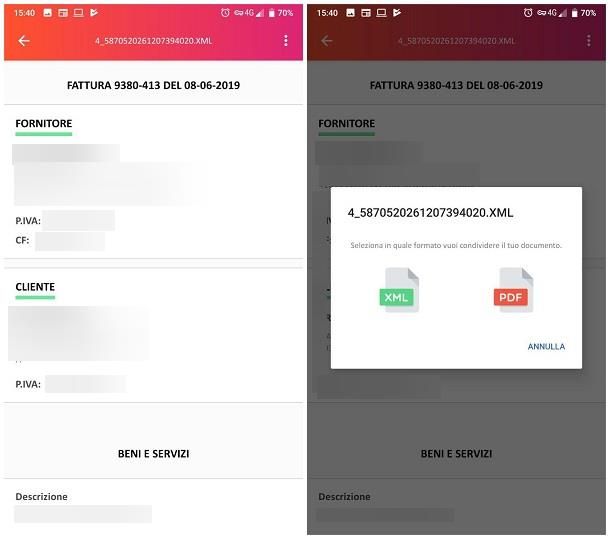 Come aprire file XML fattura elettronica Android