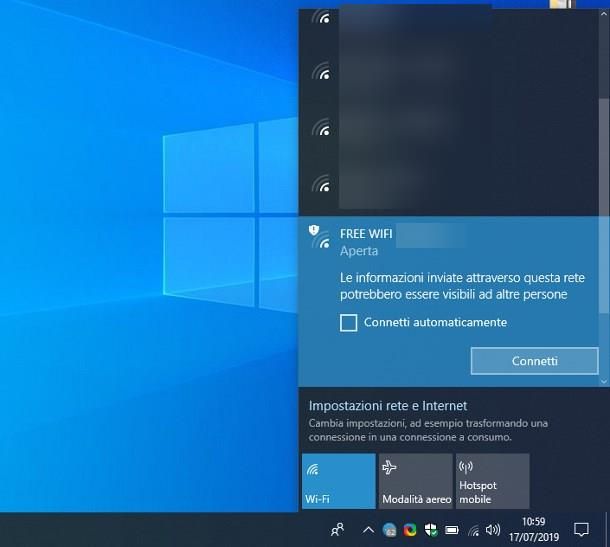 Come connettersi a una rete WiFi pubblica - Windows