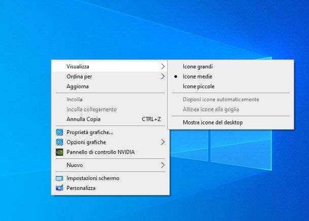 Come nascondere icone desktop Windows 10