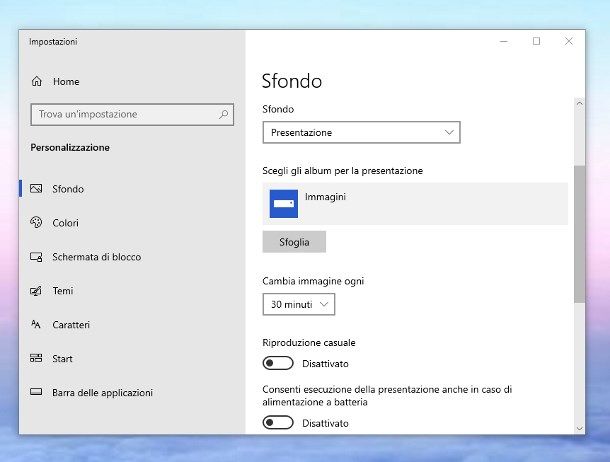 Come cambiare lo sfondo del PC Windows 10
