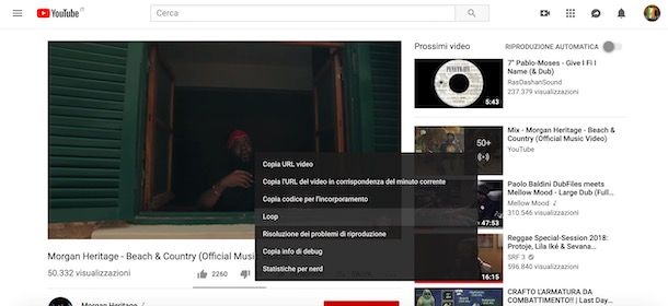 Mandare in loop un video su YouTube