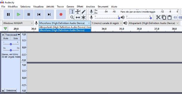 Come registrare con Audacity da microfono