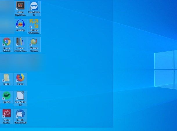 Togliere tutte le icone dal desktop di Windows 10