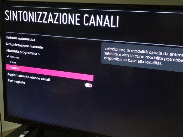 Sintonizzare i canali su TV LG