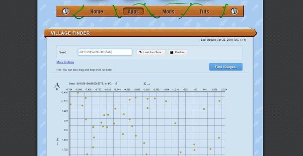 trovare un villaggio in Minecraft con Chunkbase