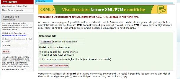 Come aprire file XML fattura elettronica online