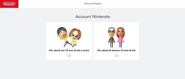 Creazione account Nintendo