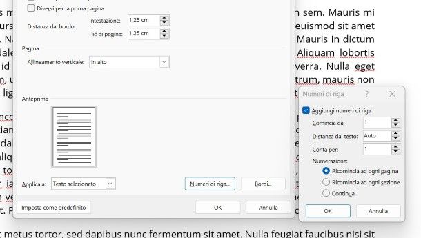 Come numerare le righe in Word