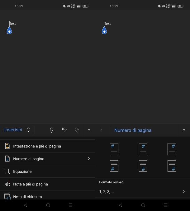Come mettere numeri di pagina in Word su smartphone e tablet