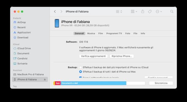 Aggiornamento da Finder macOS