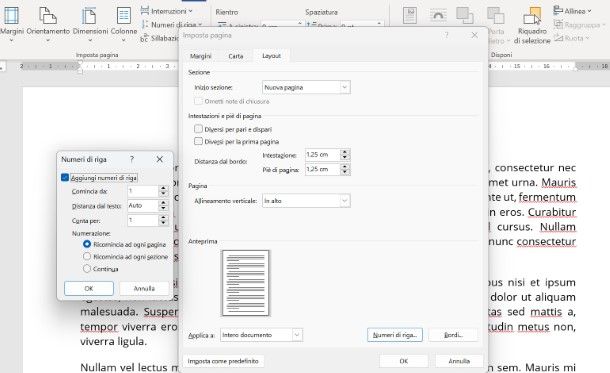Come numerare le righe in Word