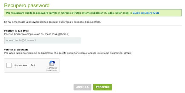 Recupero password Libero Mail