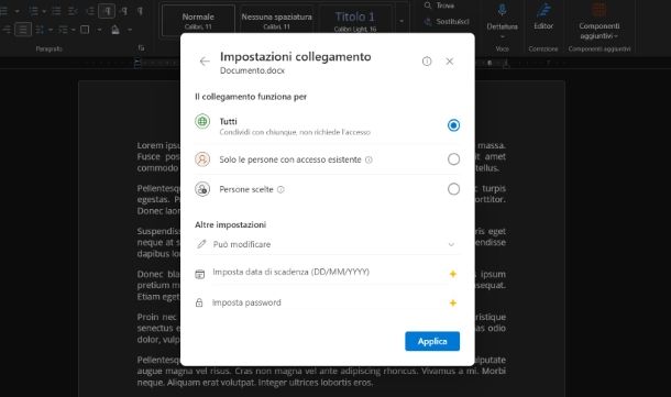Come criptare un file su Word online