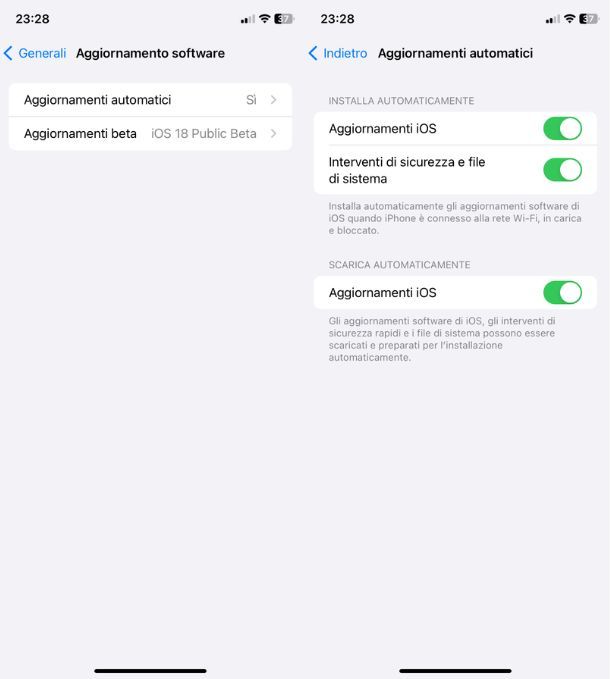 Aggiornamenti di sicurezza iOS
