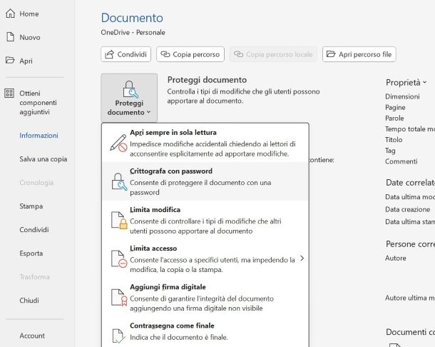 Come criptare un file Word su Windows