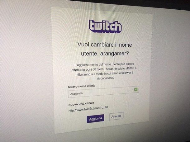 Cambiare nome Twitch da telefono