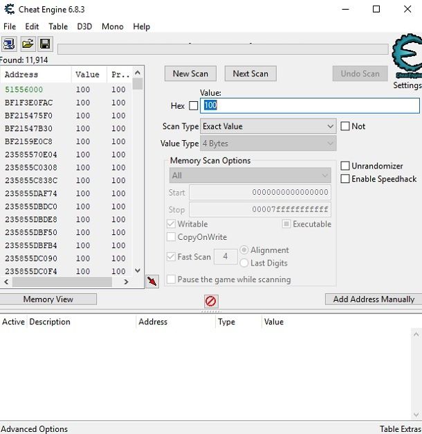 Cheat Engine First Scan