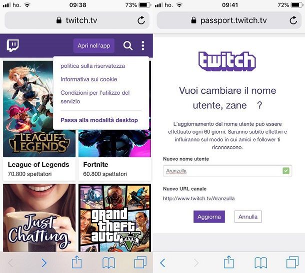 Come cambiare nome su Twitch da iPhone