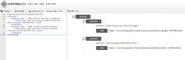 Come creare file XML Online