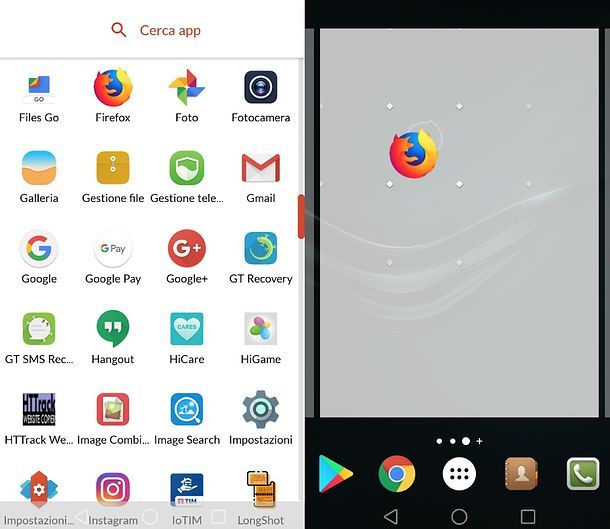 Aggiunta icona Firefox al drawer di Android