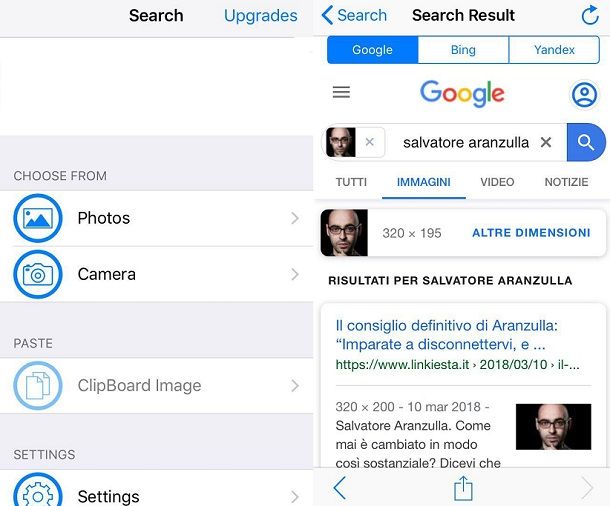 Reverse Image Search App iOS