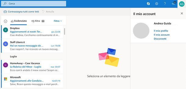Come uscire da Outlook.com