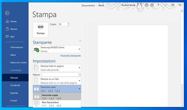 Come fascicolare con Word per Windows