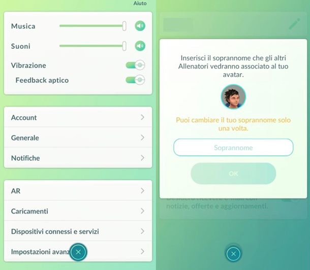 Modifica nome Pokémon GO