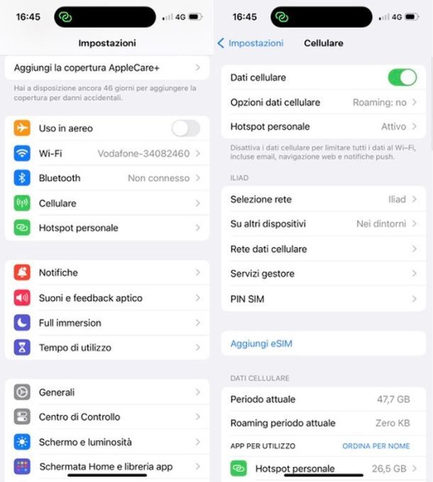 Aggiornamento iOS con i dati