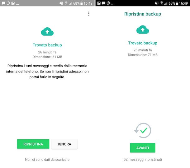 Recuperare video cancellati da WhatsApp Android tramite backup