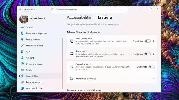Verificare le impostazioni di accessibilit&agrave; Windows 11