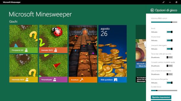Schermata di Microsoft Minesweeper