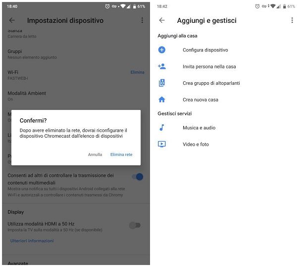 Come configurare rete WiFi su Chromecast