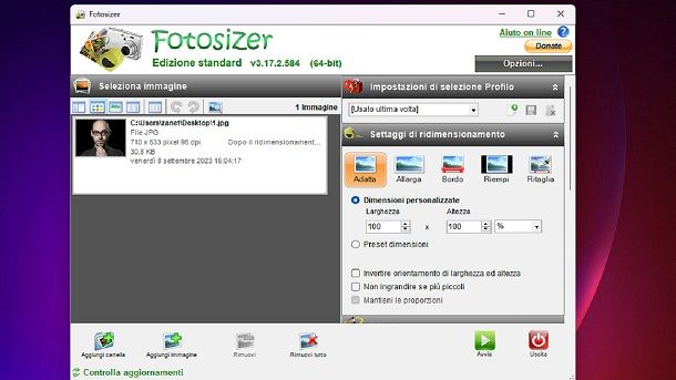Ingrandire immagini Fotosizer Windows 11
