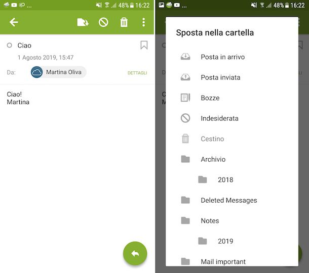 Cestino email Libero Android