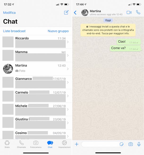 Cronologia di WhatsApp su iPhone
