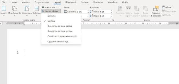Come numerare le righe in Word