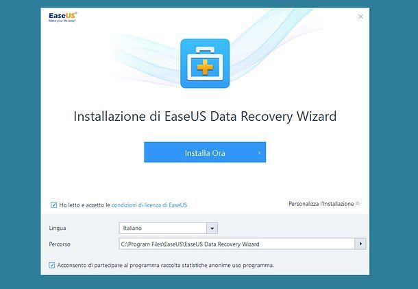 Installazione EaseUS Data Recovery Wizard