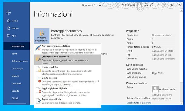 Come criptare un file Word su Windows