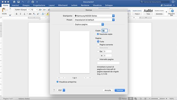 Come fascicolare con Word per Mac