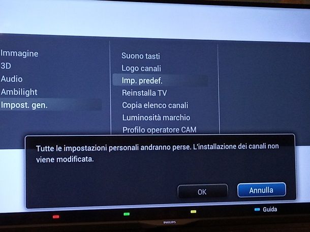 Come resettare TV Philips