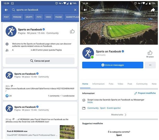 Sports on Facebook