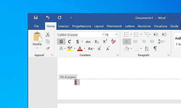 Stile numeri pagina in Word