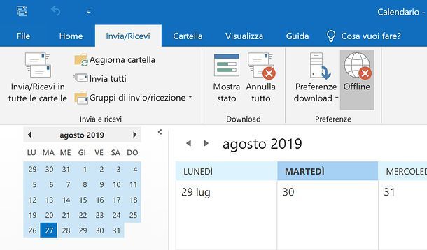 Modalità offline di Outlook