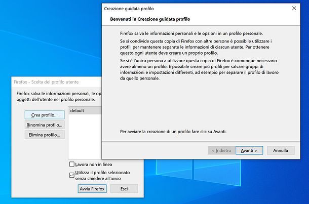 Creazione profilo Firefox