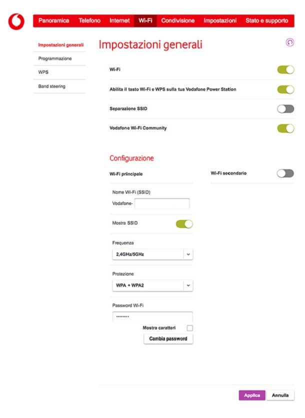 Configurare rete WiFi Vodafone Station