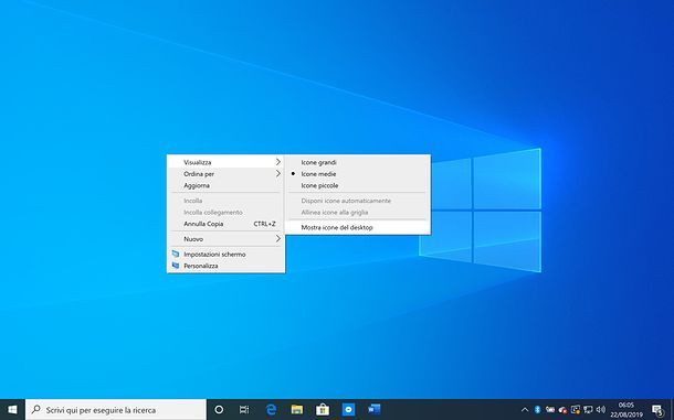 Come nascondere icone desktop su Windows
